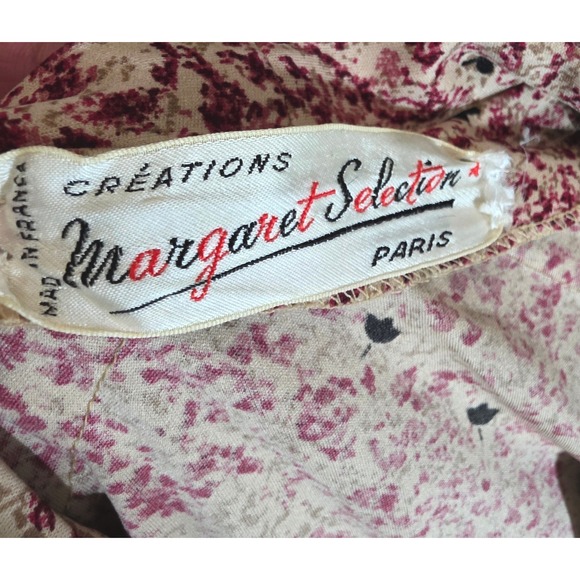 Margaret Selection Paris vintage‎ 80 Floral Print Midi Dress Belted Long Sleeve - Picture 11 of 12